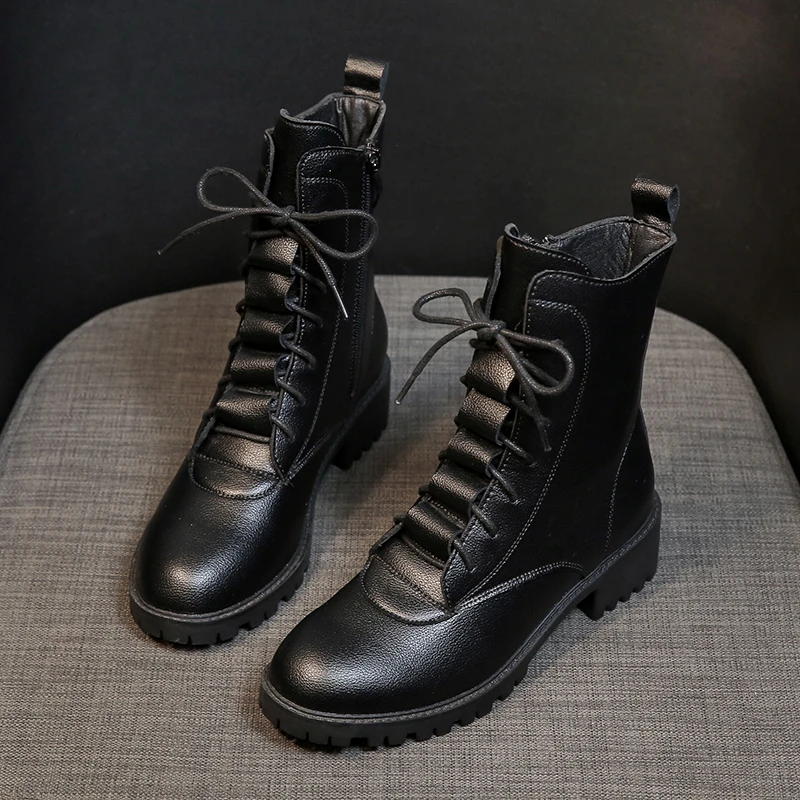 

Ботинки мартинсы женские зимние с бархатной подкладкой 2021 Новый британский стиль на шнуровке небольшие короткие ботинки женские ботинки м...