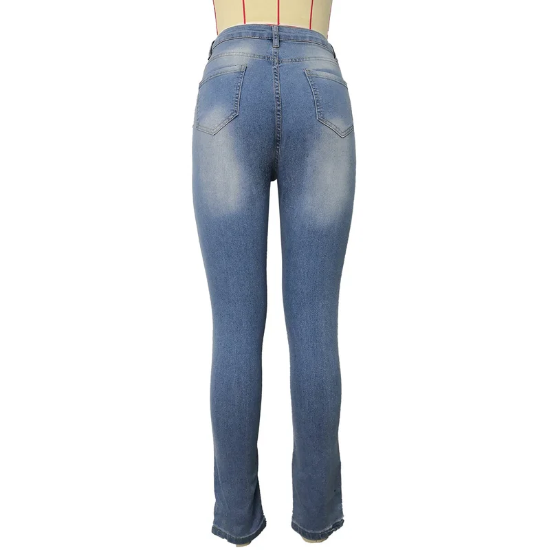 

Mid Waist Bodycon Pencil Pants Women Fashion Patchwork Jeans 2021 Spring Autumn New Streetwear Casual Plus Size Long Trousers
