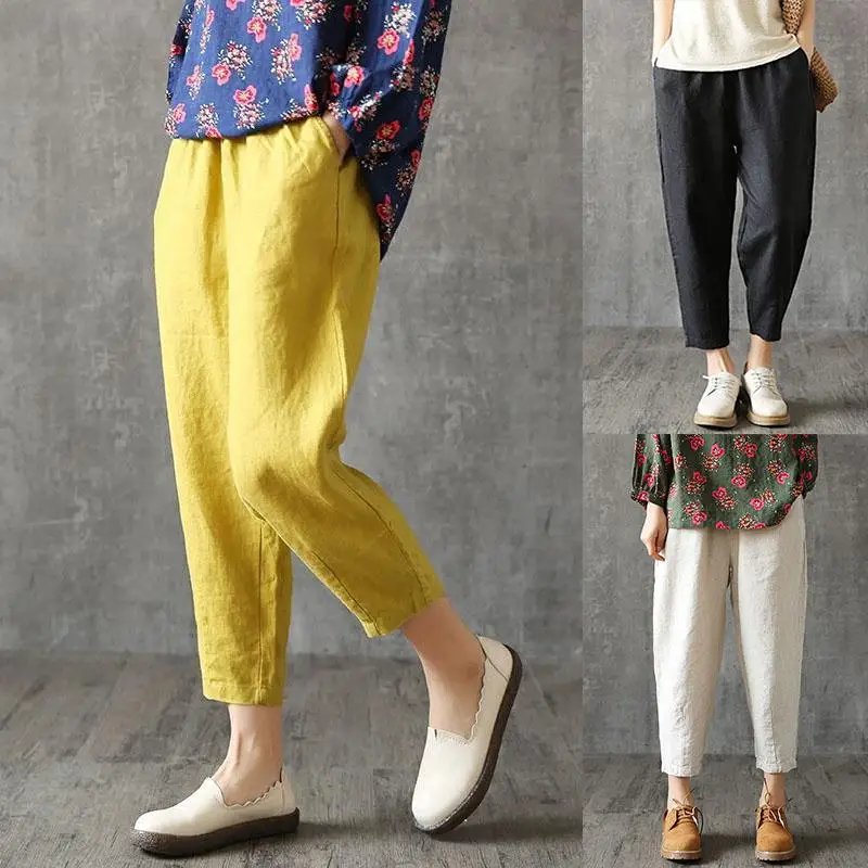 Брюки для беременных женские весенне летние хлопковые льняные брюки