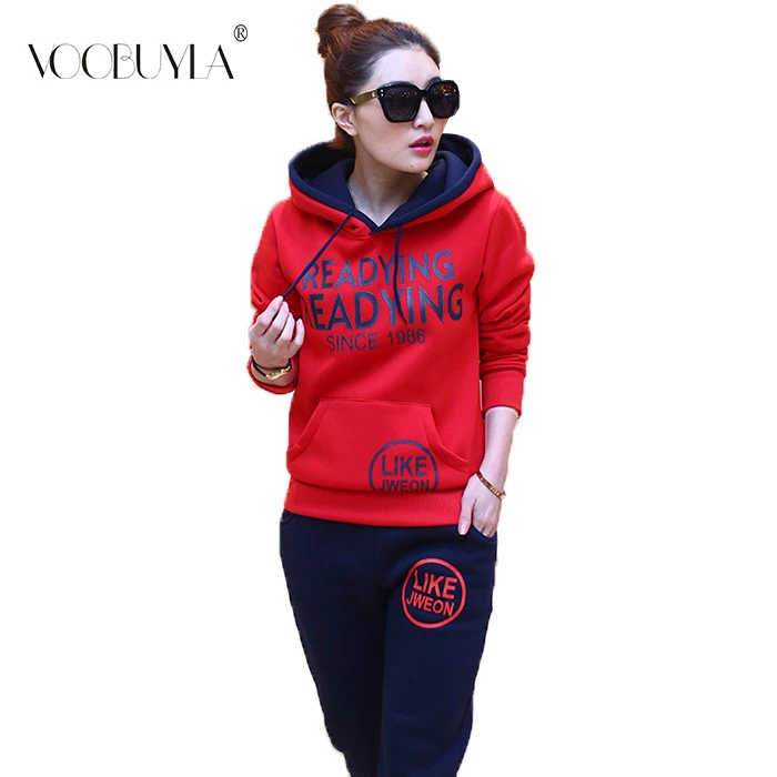 Осенне зимние женские спортивные костюмы плюс бархатные толстовки свитшоты