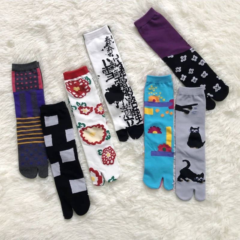 Хлопковая одежда для сна двумя пальцами носки Разделение Дышащие с милые