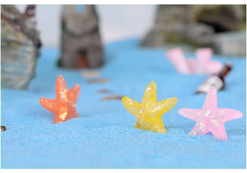 

20PCS Resin Colorful Starfish Fairy Garden Miniatures DIY Ornament Decoration for Craft Moss Micro Landscape Home Decor