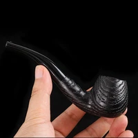 classic handmade nature oak wood smoking tobacco pipe with eagle head decoration