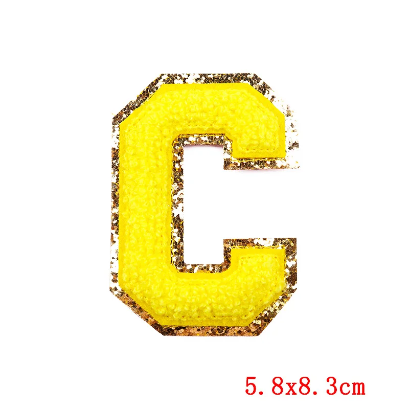 Желтые блестки искусственная вышивка нашивка на одежду нашивки с английскими