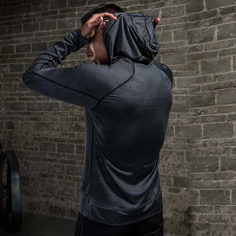 Autumn and Winter Quick-Drying Leisure Hooded Men's Zipper Running Jacket Fitness Gym Polyester Jacket Basketball Training