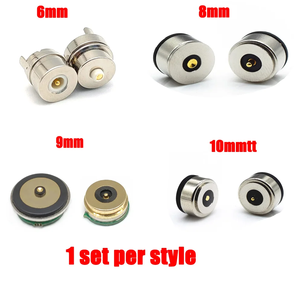 

4set Magnet Attraction Spring Loaded Pogo Pin Connector 2 Pole 5V 2A 6/8/9/10 MM Male Female Probe DC Power Charge Connector