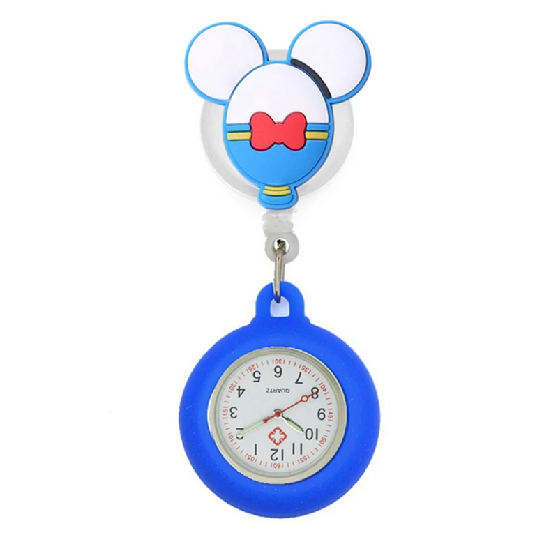 

10pcs/lot lovely cartoon dolls nurse doctor Retractable silicone pocket watches for hospital medical women mens badge reel gift
