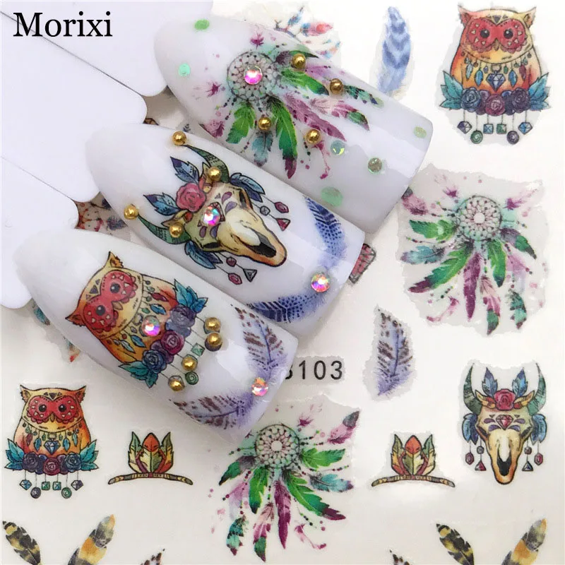 

Morixi nail art sticker water transfer nail foils animals Dream catcher butterfly printing DIY manicure nail decals FW061