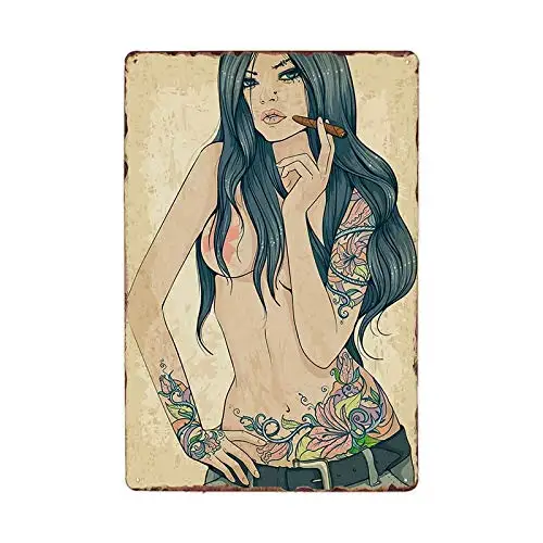 

Tattoo Girl Theme Tin Sign Metal Sign Tattoo Studio Shop Decoration Wall Vintage Art Painting Poster Wall Decor 8x12 Inch Metal