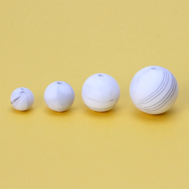 

10pcs Silicone Marble White Teething Beads Baby Chewable Beads Diy Teether Toys Dropship