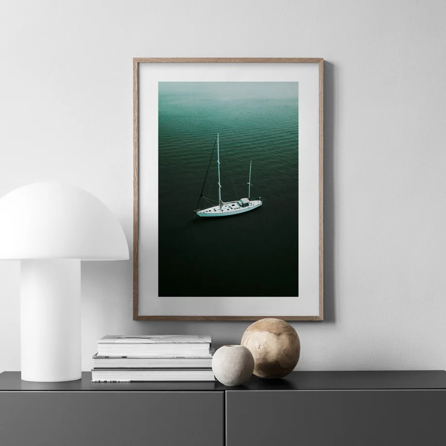 

Wall Art Canvas Painting White Sailing Boat Dark Green Seawater Nordic Posters And Prints Wall Pictures Baby Kids Room Decor
