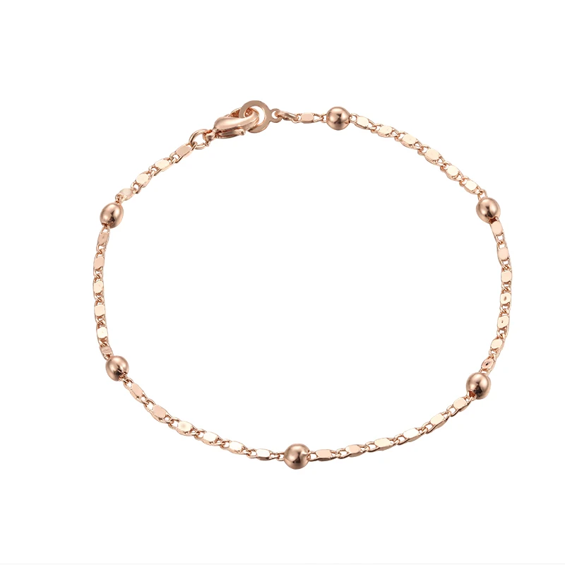 Браслет-цепочка из бусин для женщин и девушек Цвет Розовое золото 585 пробы 20 см |