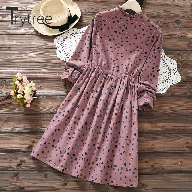 Женское Повседневное платье рубашка Trytree Осеннее ТРАПЕЦИЕВИДНОЕ ПЛАТЬЕ с