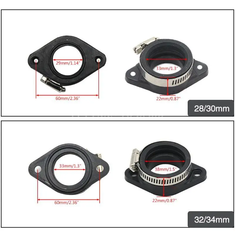 Motorcycle Carburetor Adapter Inlet Intake Pipe Rubber Mat Fit on PWK 28/30mm 32/34mm | Parts