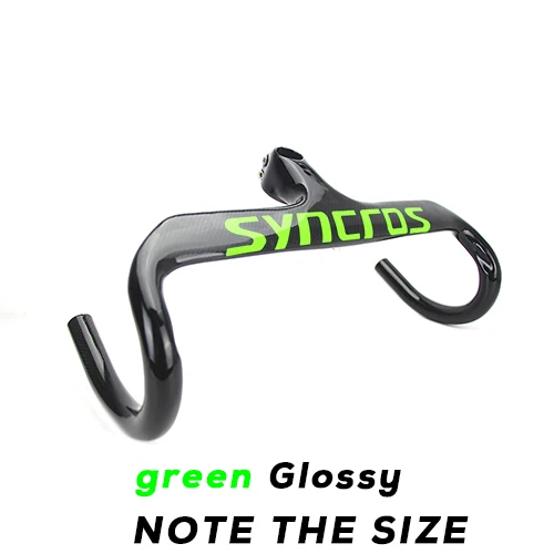 green glossy SYNCROS велосипед карбоновый шоссейный руль велосипедный руль ультра легкий Интегрированный руль и руля из углерода 353 г YT500 - Цвет: green glossy