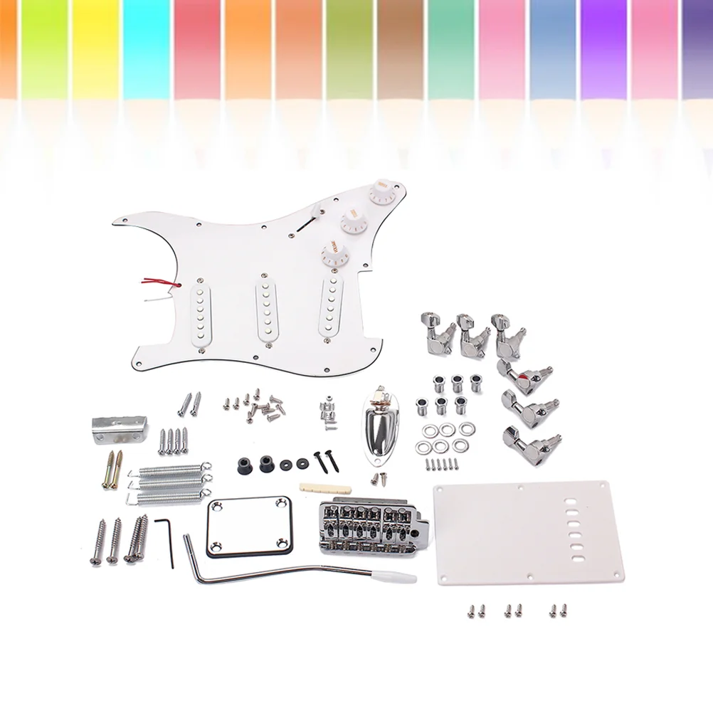 

DIY Electric Guitar Kit Bridge System ST Style Full Accessories Kit (White)
