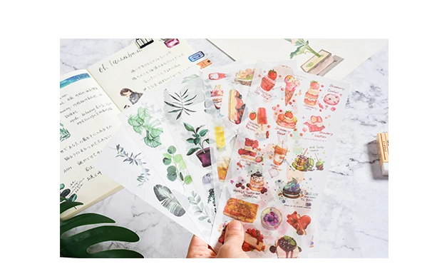 3 шт Kawaii Наклейки DIY наклейки Bullet Journal Plant animals милые наклейки туристические наклейки канцелярские наклейки