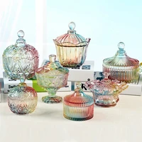 multicolor crystal glass storage jar with cover canned fruit cans 600ml diamond sugar cotton swab box household organizer