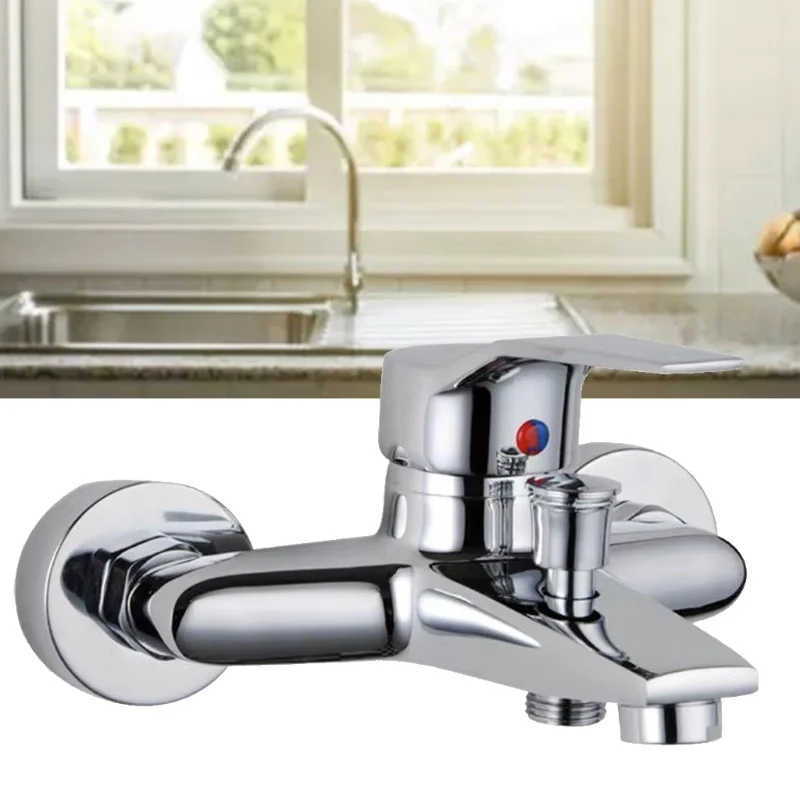 

Triple Bathtub Hot and Cold Mixing Water Faucet Sink Spray Shower Head Deck Taps