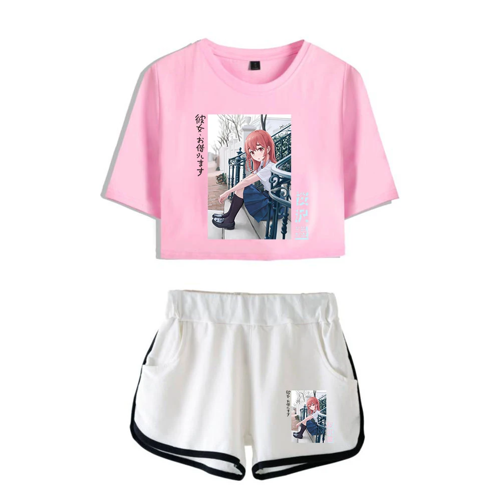 

Rentalgirlfriend Women Two Piece Set Women Fashion Summer Short Sleeve Crop Top+Shorts New Arrival Hot Sale Trendy Clothes