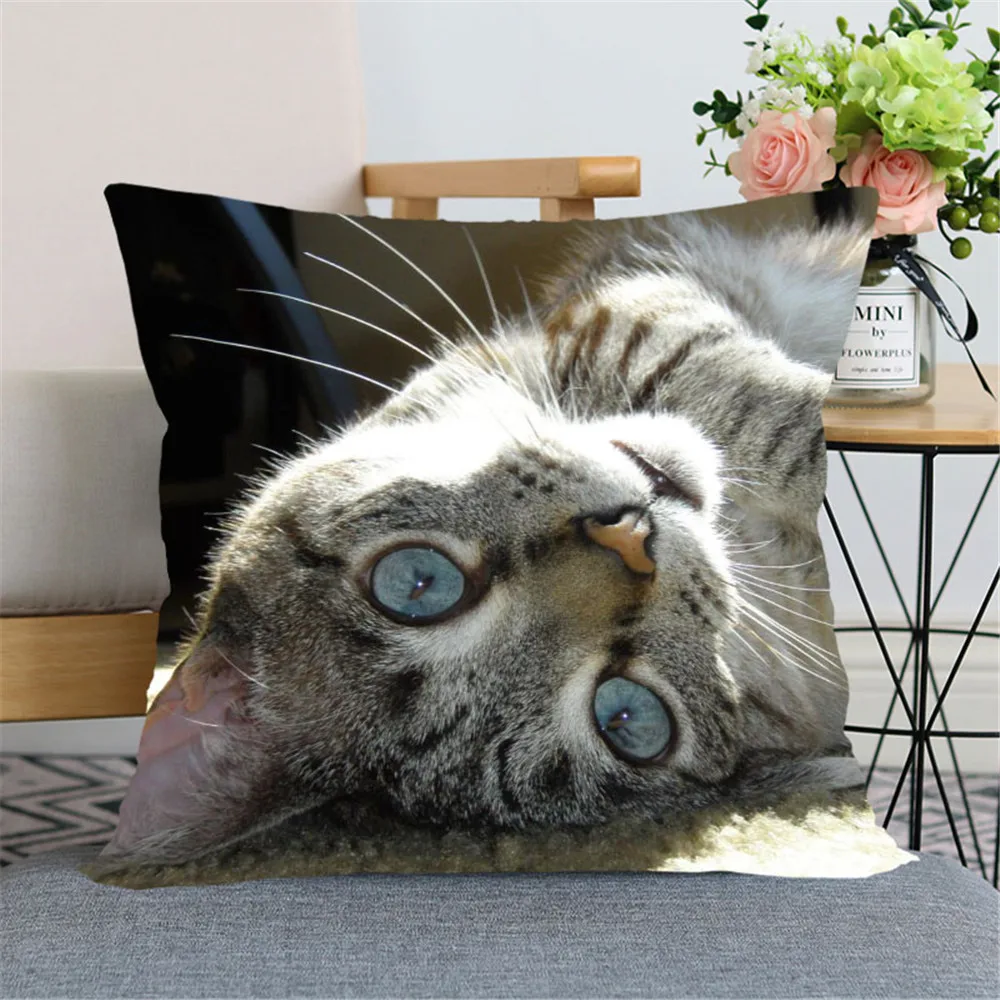 

CLOOCL Tabby Cat Print Pillowcase Pet Cushion Cover Cute Animals Bed Pillow Covers For Car Sofa Home Pillow Case