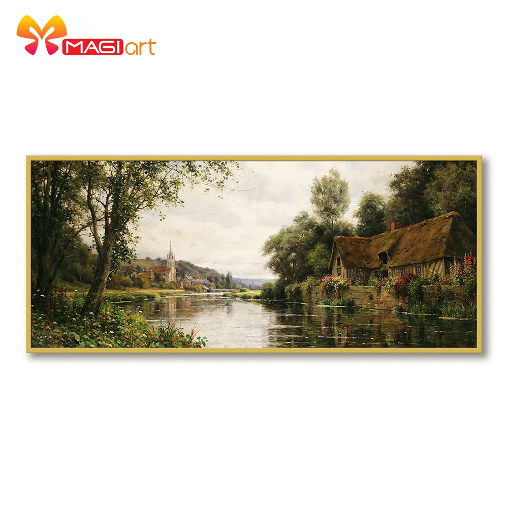 

Cross stitch kits Embroidery needlework sets 11CT water soluble Canvas Patterns 14C Full Landscape Dreamy bridge -NCMS142