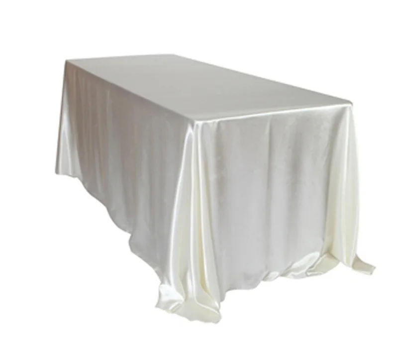 145x320cm White/Black Tablecloths Table Cover Rectangular Satin Tablecloth for Wedding Birthday Party Hotel Banquet Decoration
