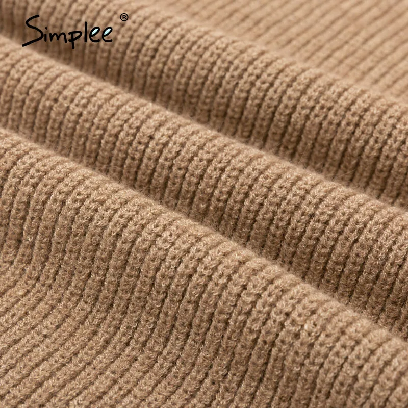 Simplee повседневное женское трикотажное платье осень-зима с воротником-черепашкой