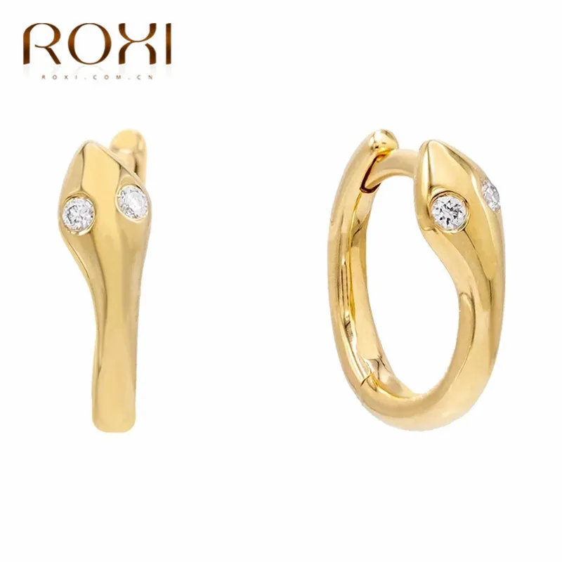 Женские серьги-кольца из серебра 925 пробы с фианитом | Украшения и аксессуары