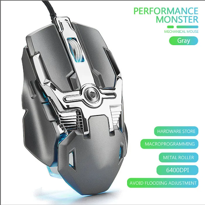 6400 dpi профессиональная компьютерная игровая мышь dpi Регулируемая Rgb подсветка 8 кнопок Проводная Механическая компьютерная электронная Спортивная мышь для ноутбука