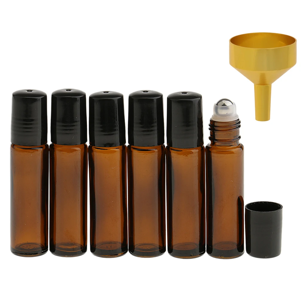 6 шт 10 мл бутылки пустая бутылка стекло со стальным шариком для духов бензин + мини