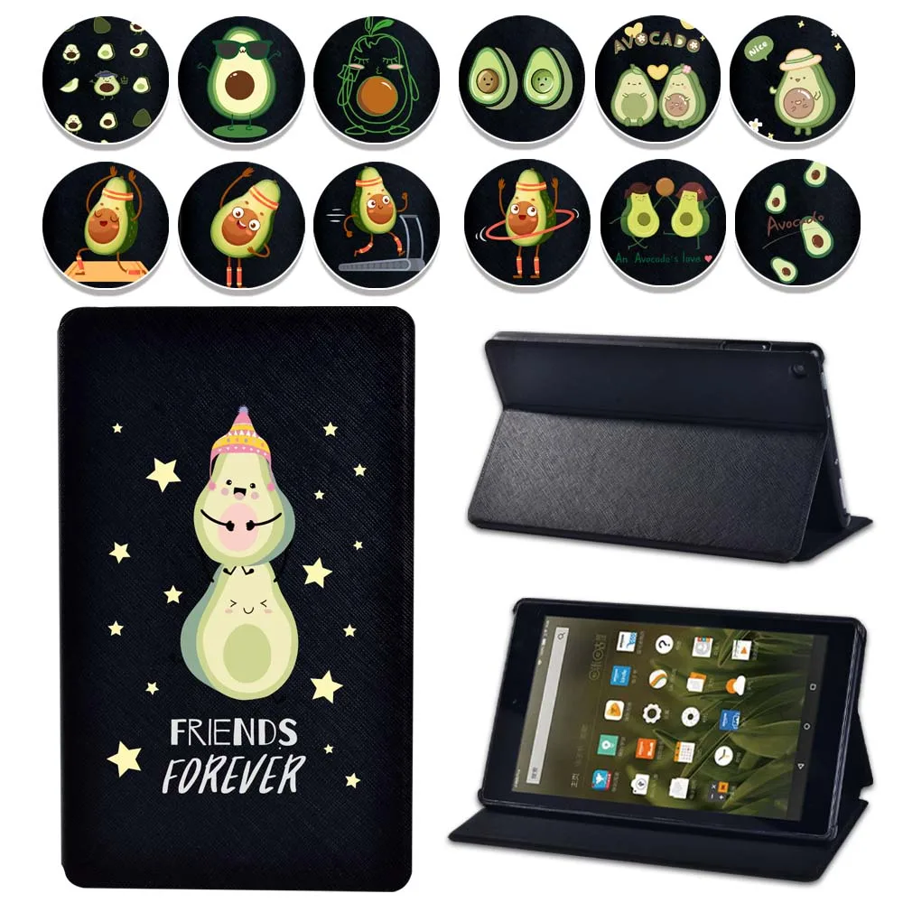 

Case for Fire 7 5/7/9th Gen/HD 8 6/7/8/10th Gen/HD 8 plus/HD 10 5/7/9/11th Gen/HD 10 plus-Avocado PU Leather Tablet Cover+Stylus