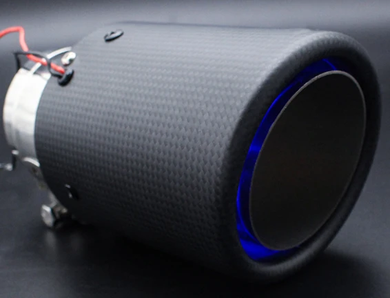 blue 63mm to 89mm Выхлопные трубы светодиодный свет углерод глушитель выхлопной трубы синий и красный цвета Цвет 12V Питание - Цвет: blue 63mm to 89mm