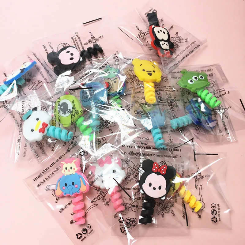 100pcslot disney cable protector data line cord protector case cable winder cover for iphone and android usb charging cable free global shipping