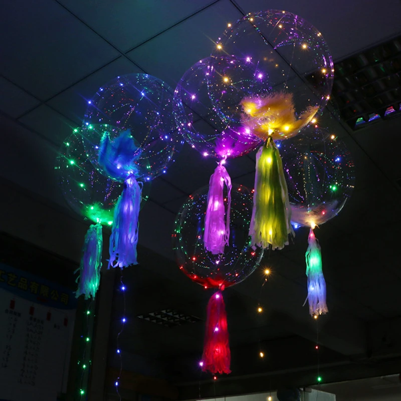 2 шт. 18 дюймов светящиеся светодиодные шары прозрачные круглые воздушные