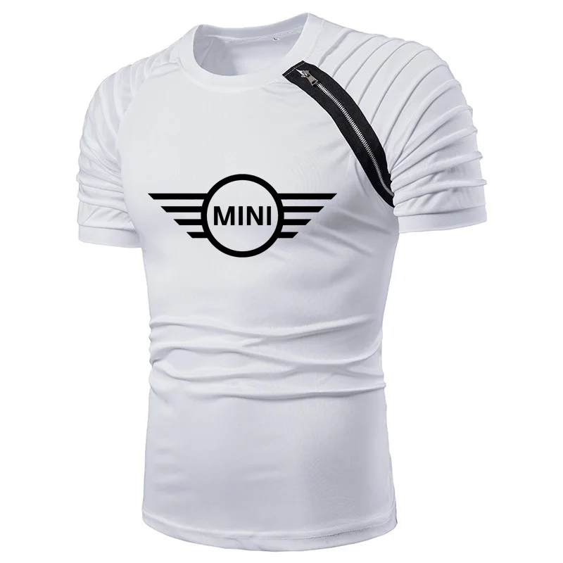 

Casual Men's T-shirt Mini Car Logo Printing High Quality short sleeve Fashion Folds Pure cotton Men's short sleeve