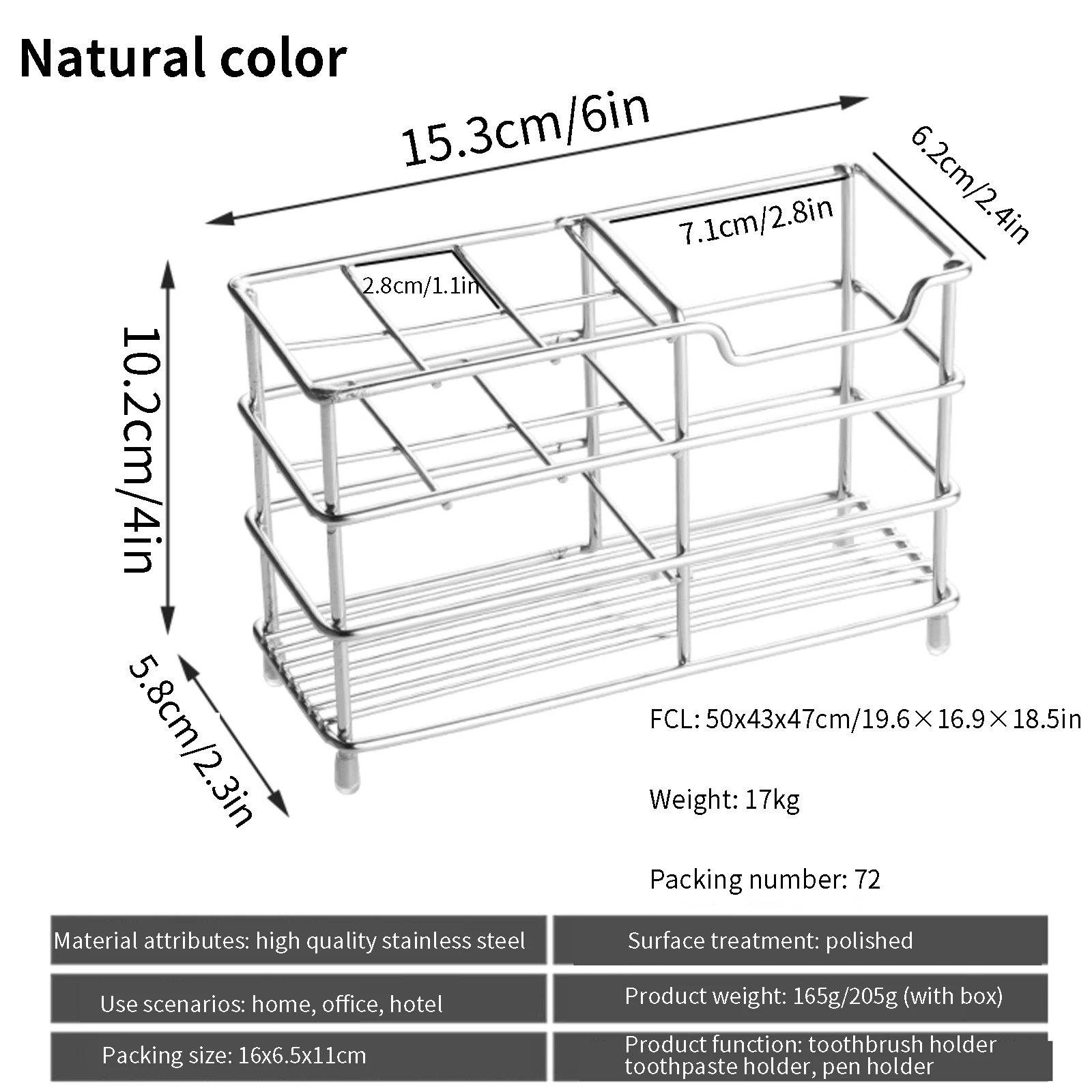 

Stainless Steel Toothbrush Holder Toothpaste Holder Organizer With Anti-Pollution Non-Slip Toothbrush Container Rack For Home
