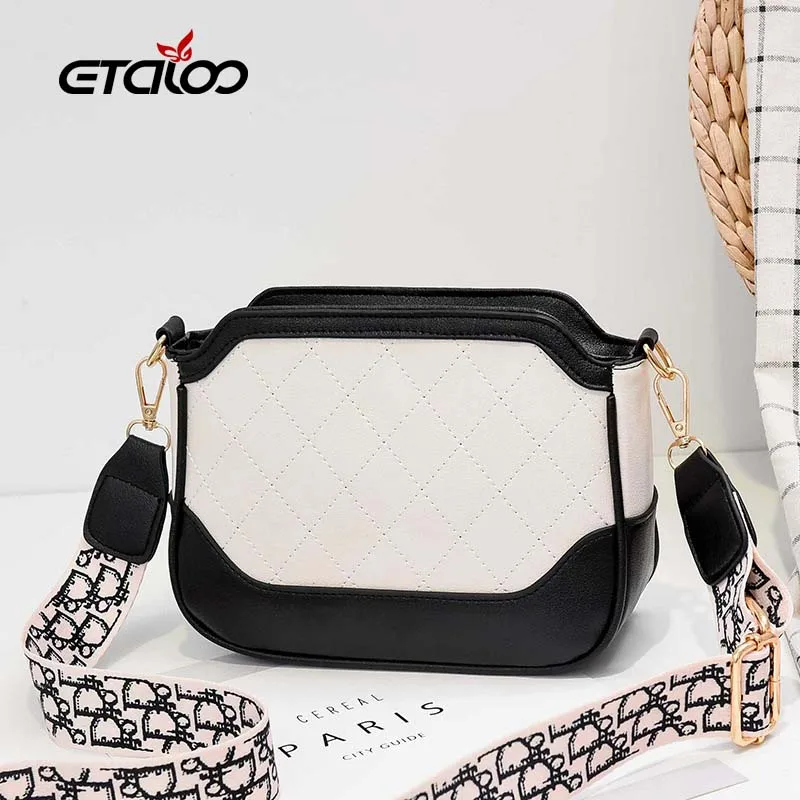 

2020 PU Letter Designer Small Square Women Shoulder Bags Wide Strap PU Leather Messenger Bag Females Crossbody Bags Purse Packag
