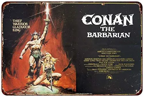 

Funny Wall Decor Metal Signs Vintage Tin Sign 8 x 12 for Garage Cafe Farm Basement Pub Home Conan The Barbarian Schwarze