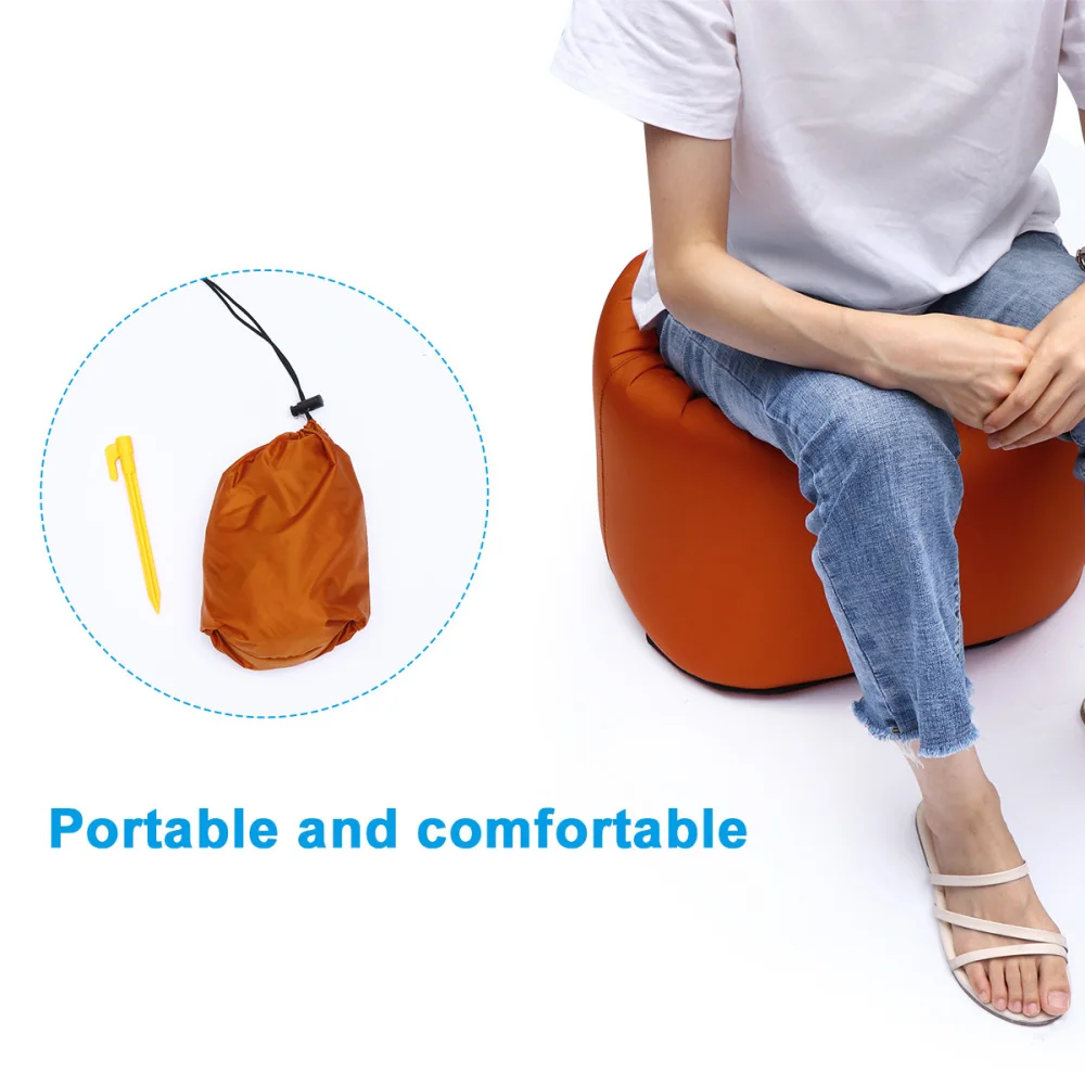 

Inflatable Stool Portable Sofa Nylon Foot Stool Foldable Stool Outdoor Accessories Brown Yellow