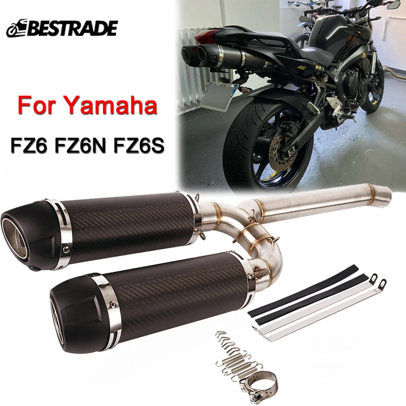 

For Yamaha FZ6 FZ6N FZ6S Motorcycle Exhaust System 51mm Muffler Pipe Middle Link Connect Tip Modified Tail Escape with DB Killer