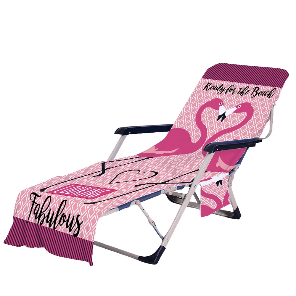 

Flamingo Rainbow Unicorn Beach Chair Cover Towel with Side Storage Pockets for Pool Sun Lounger Sunbathing Vacation 82.5"x29.5"