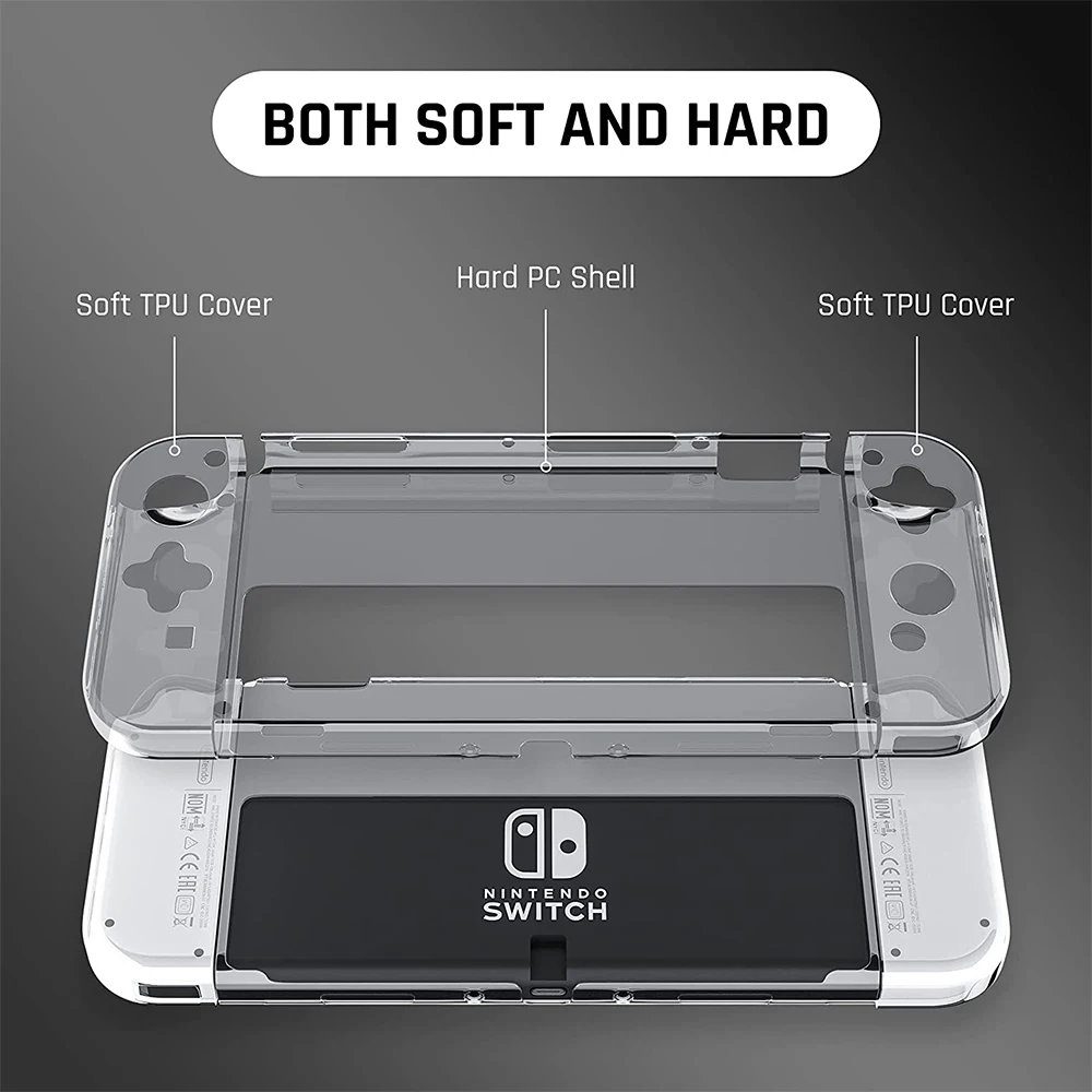 hard protective clear protective case cover for nintendo switch oled soft tpu crystal shell for switch joycon screen protector free global shipping