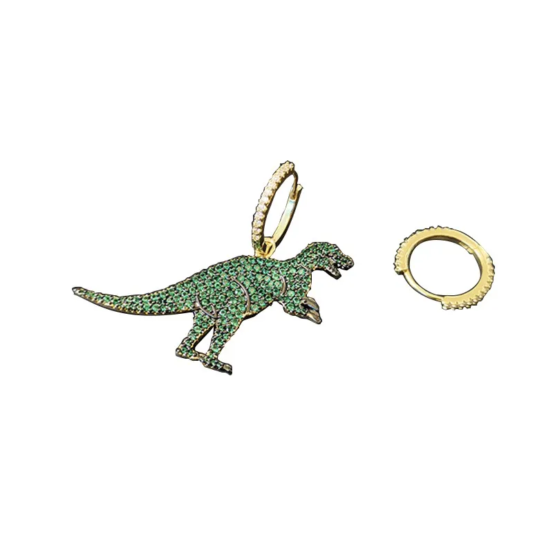 

S925 Sterling Silver Zircon Dinosaur Earrings Fashion Simple Personality High-end Luxury Brand Monaco Jewelry Woman Party Gift