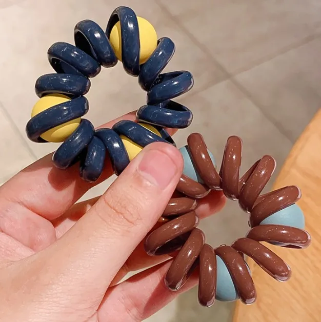 Разноцветные эластичные резинки для волос спиральные хвоста резинка с