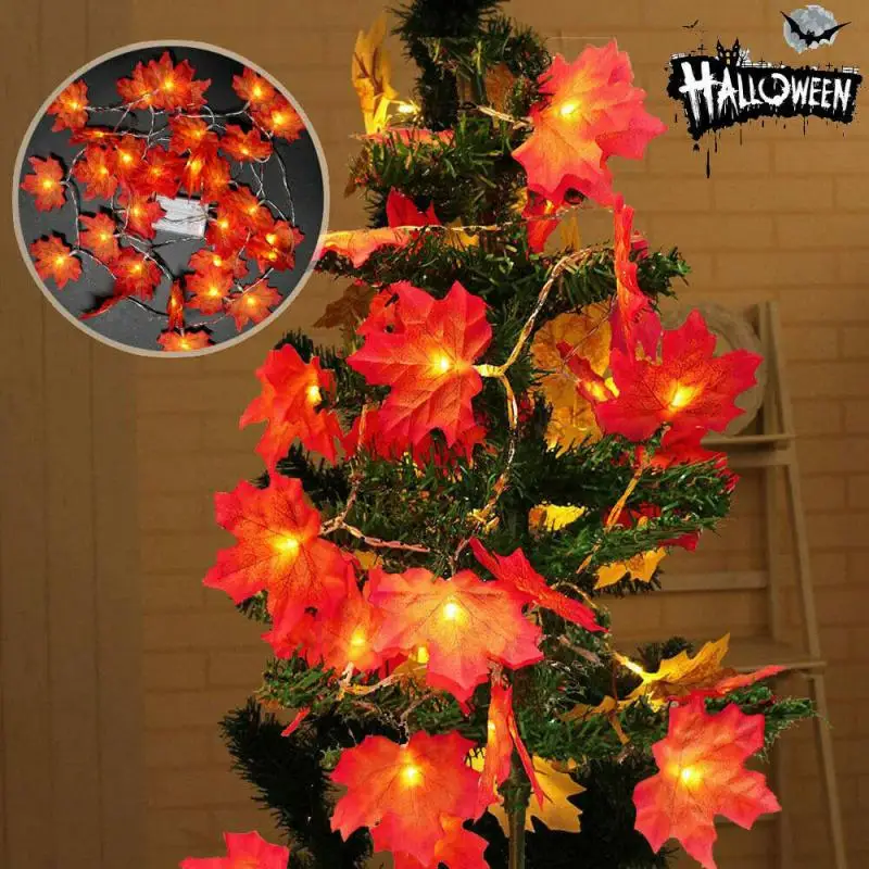 

10/20 LED Maple Leaves Garland Christmas Decoration Autumn String Light Festive DIY Led Fairy Lights Halloween Decoration