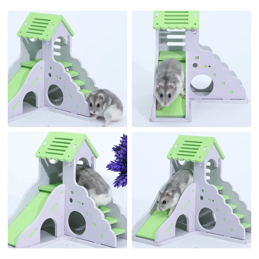 Двухслойная хижина деревянный дом хомяка Нетоксичная мышь крысиное гнездо