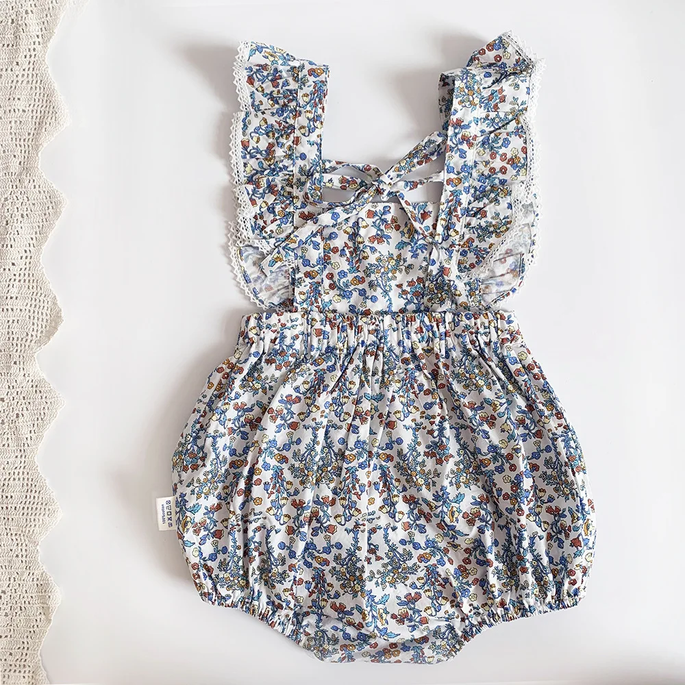 

Ruffles Lace Girls Floral Romper Summer Classical Sleeveless Infant Bodysuit for Toddler Girls Clothing Set Children Outfits 0-2