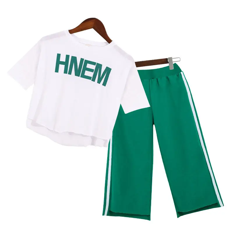 

2021 Girls Clothing Sets Short Sleeve T-Shirt+Pants 2Pcs Summer Autumn Kids Sportwear Outwear Children Clothes Suits 4-13 Years