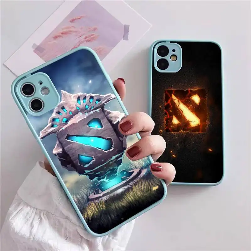 

Game dota 2 logo Phone Case For iphone 13 12 11 xr xs x 7 8 pro max Light blue Soft TPU Silicone Clear Case Cover